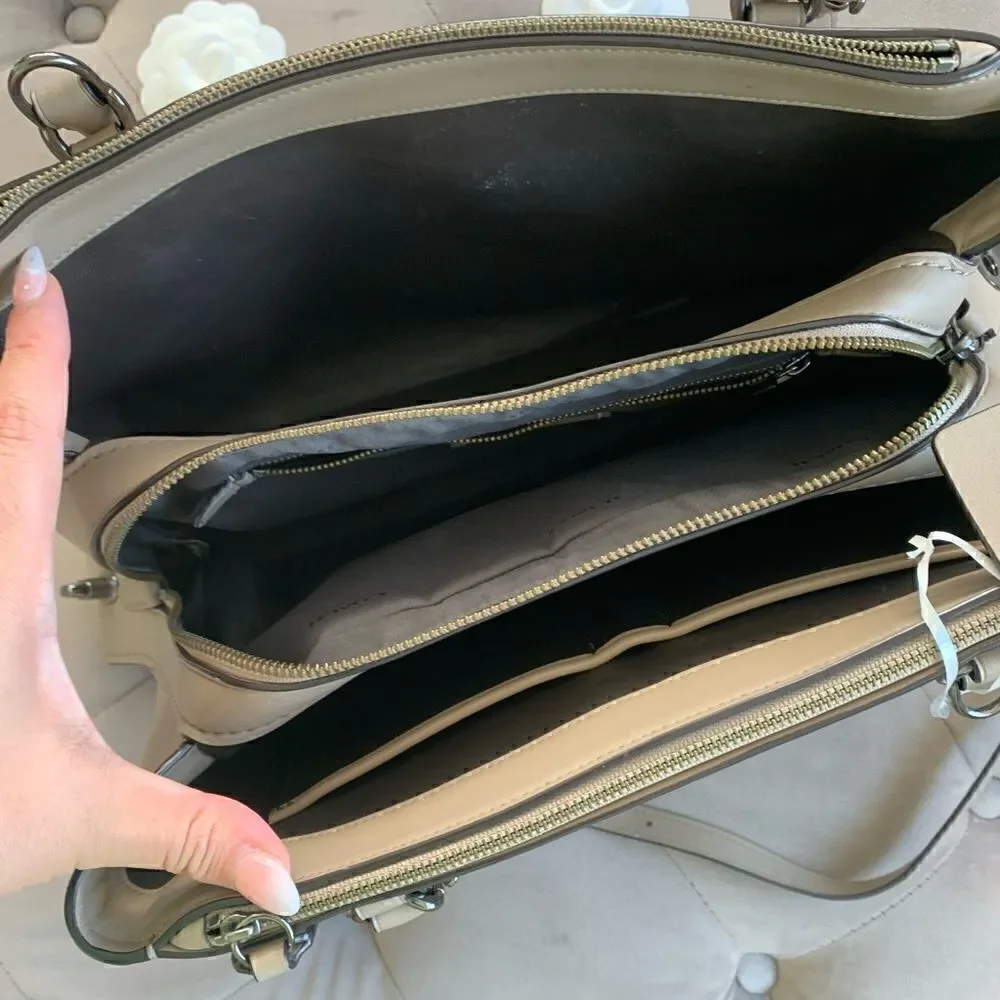 Coach Beige Leather Brooklyn Carryall Satchel